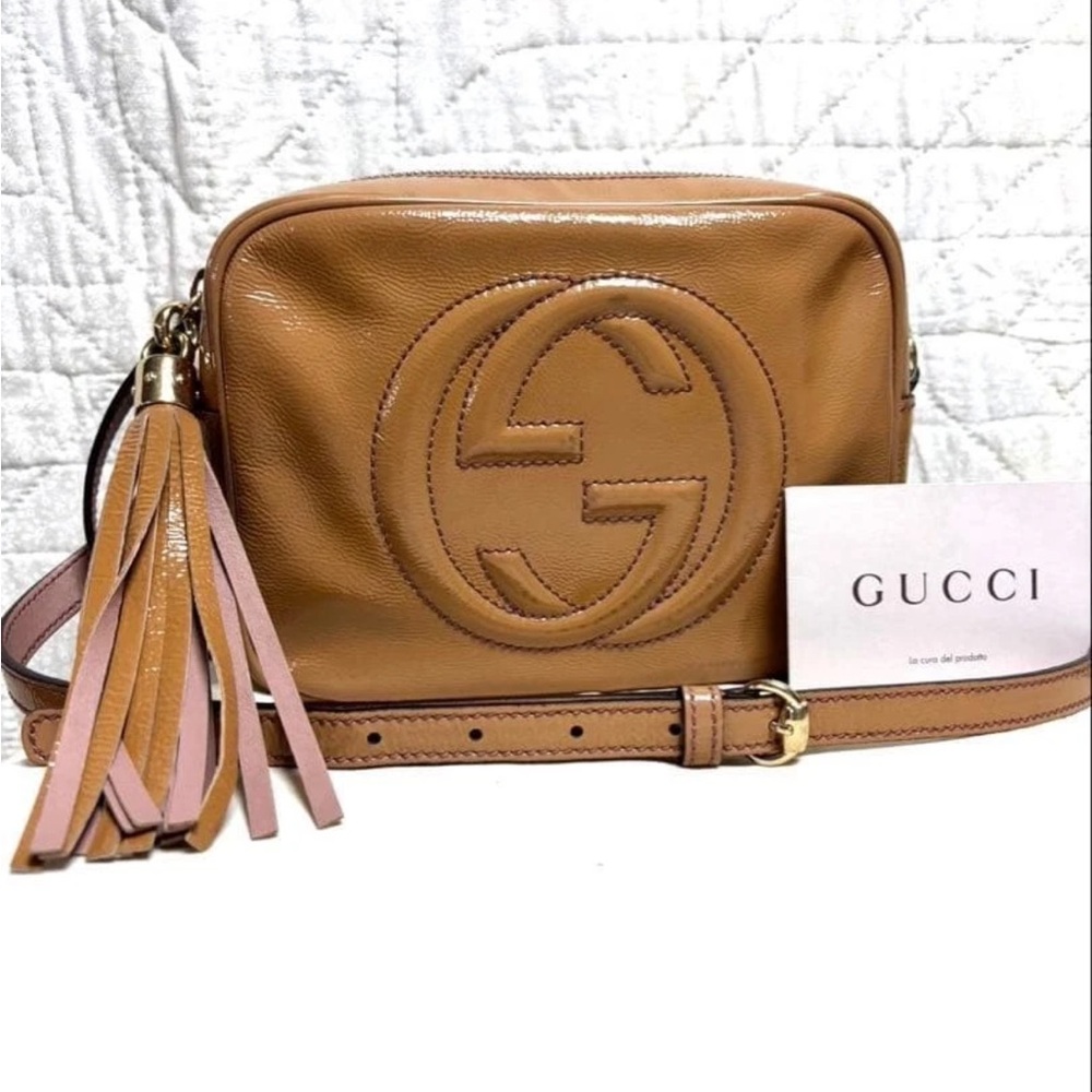 Gucci Brown Leather Crossbody Bag with Tassel - Picture 1 of 8
